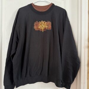 Decorated Originals Black Fall Tree Embroidered Sweatshirt Sz 2X. Jan-13